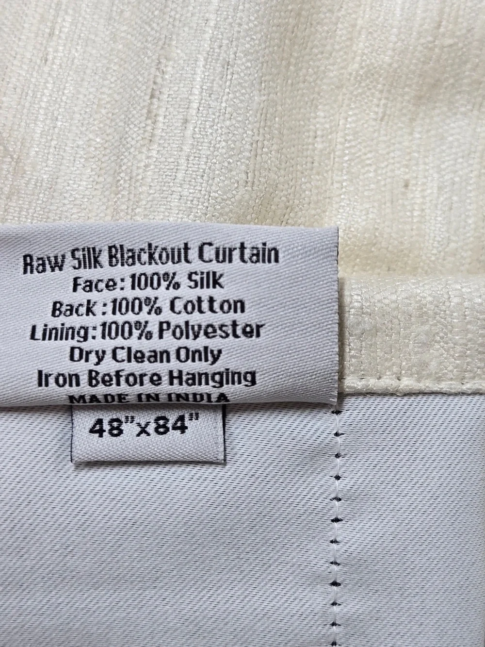NWT QUINCE Set Of 2 48x84 Raw Silk True Blackout Curtain Ivory 9077